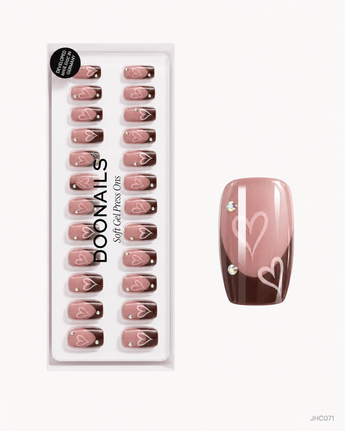 Brown French & Hearts – long square