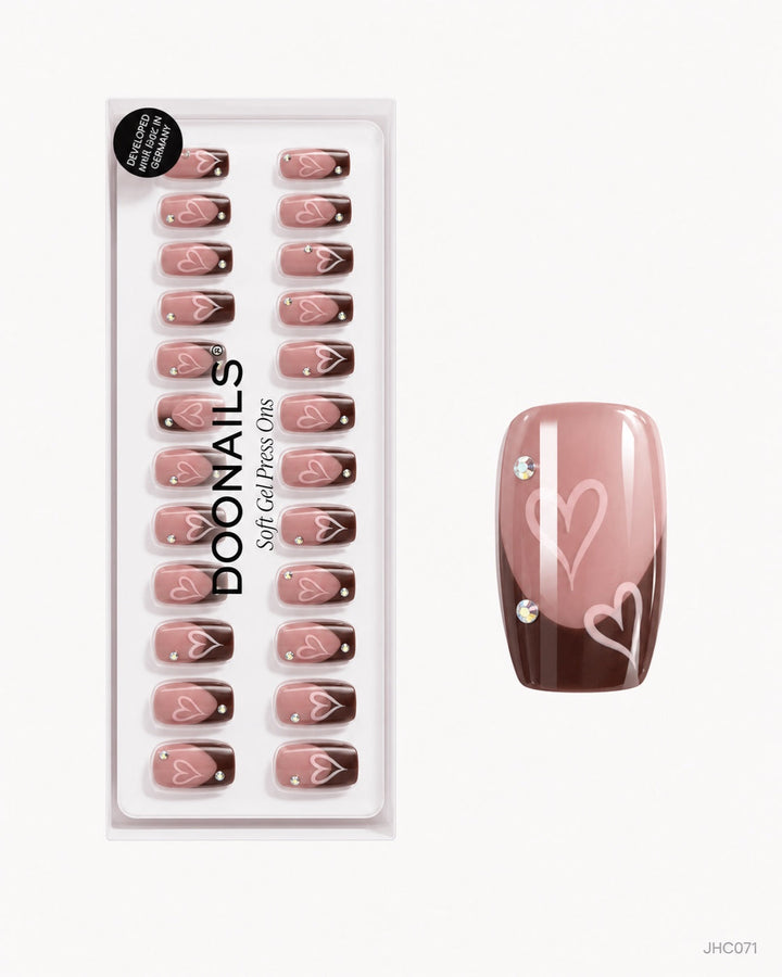 Brown French & Hearts – long square