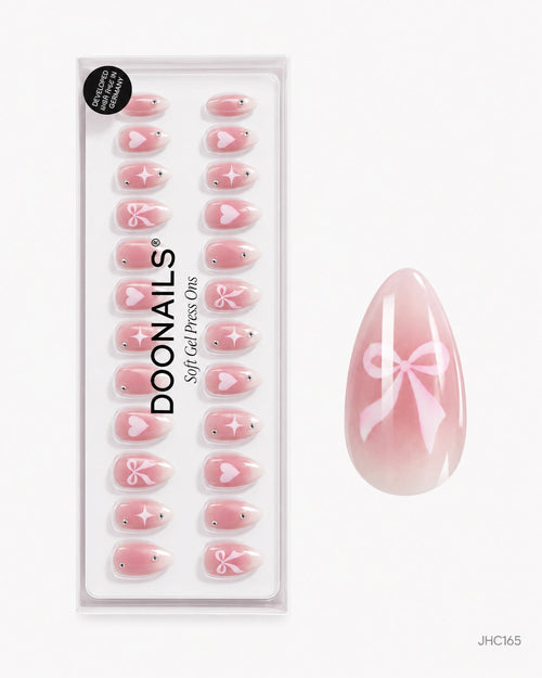 Pink Hearts & Bows – medium almond