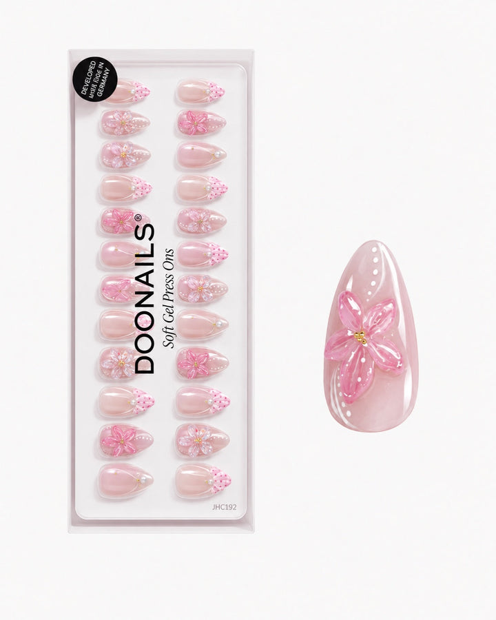 Pink Bow & Florals – long almond