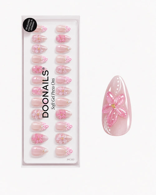 Pink Bow & Florals – long almond