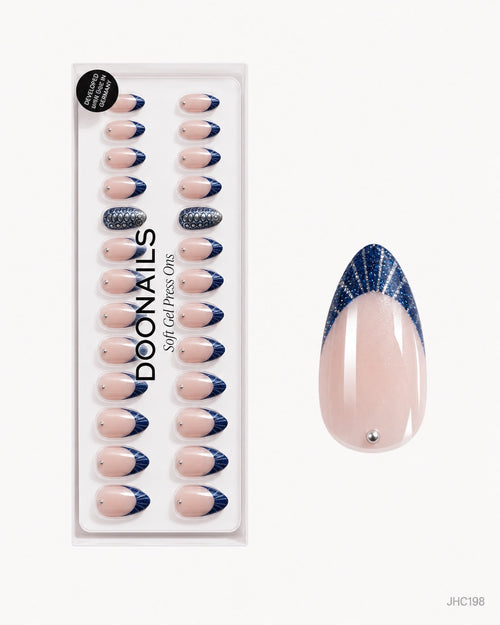 Blue Glitter French – medium almond