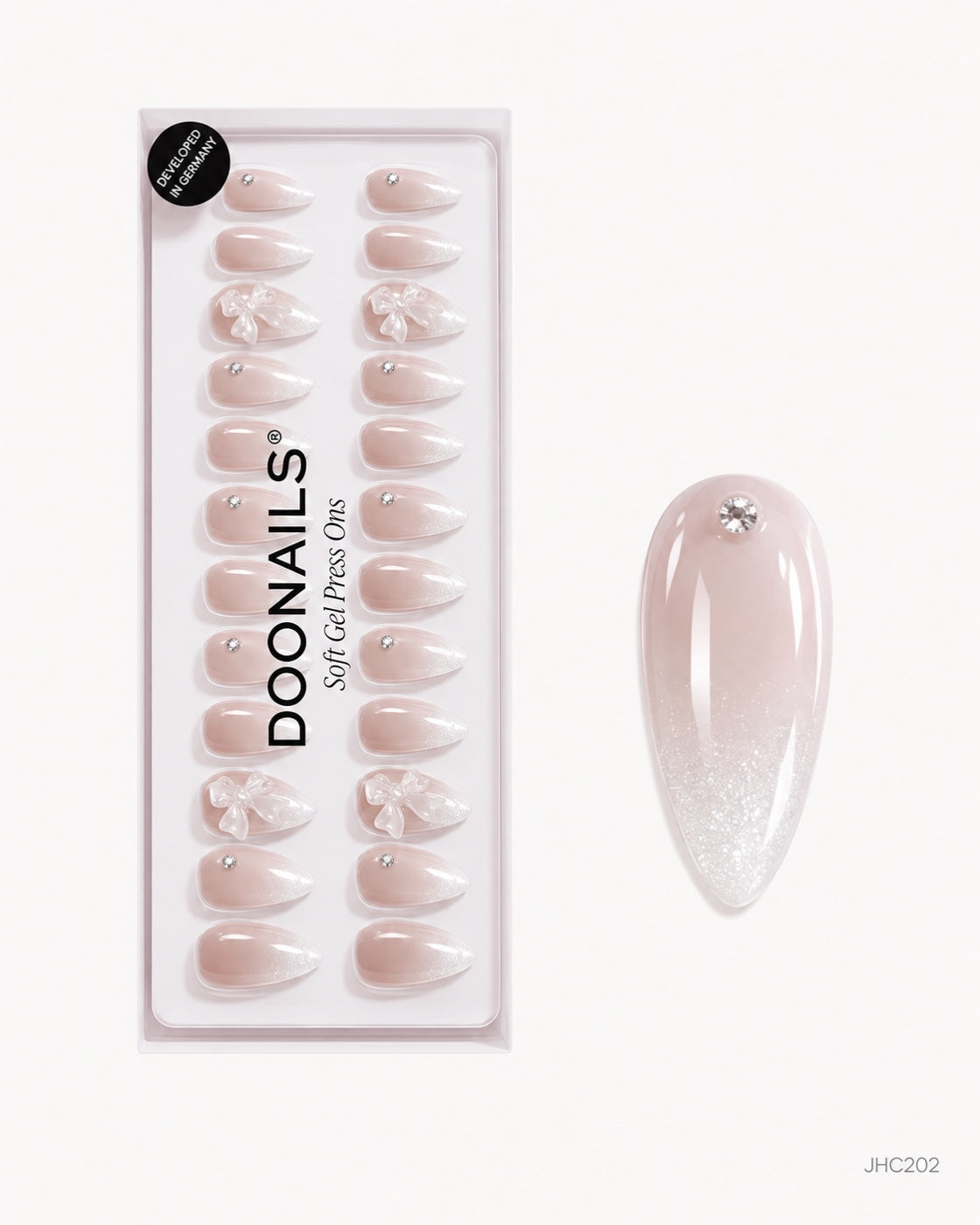 White Ombré & Bows – long almond