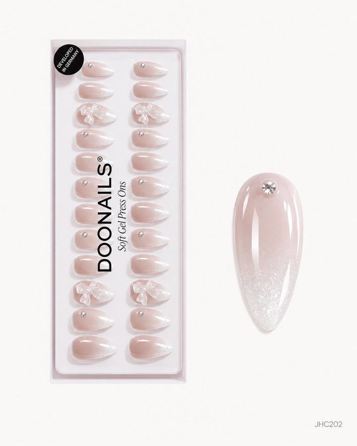 White Ombré & Bows – long almond