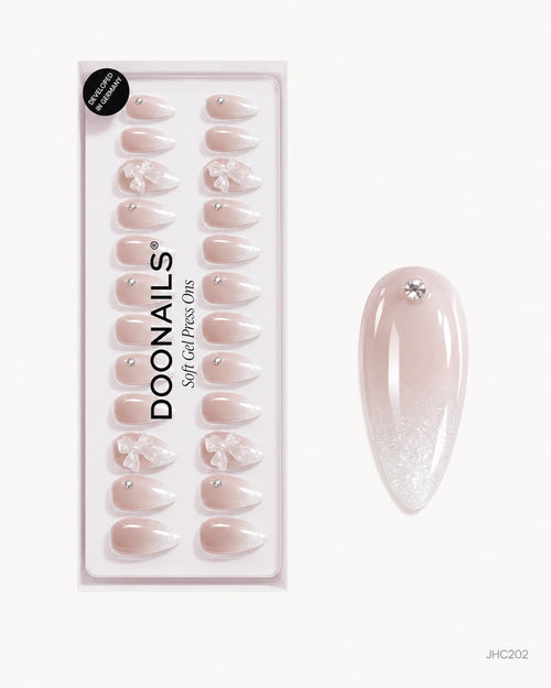 White Ombré & Bows – long almond