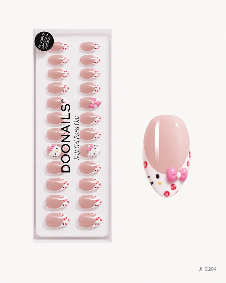 Pink Bows & French – medium almond
