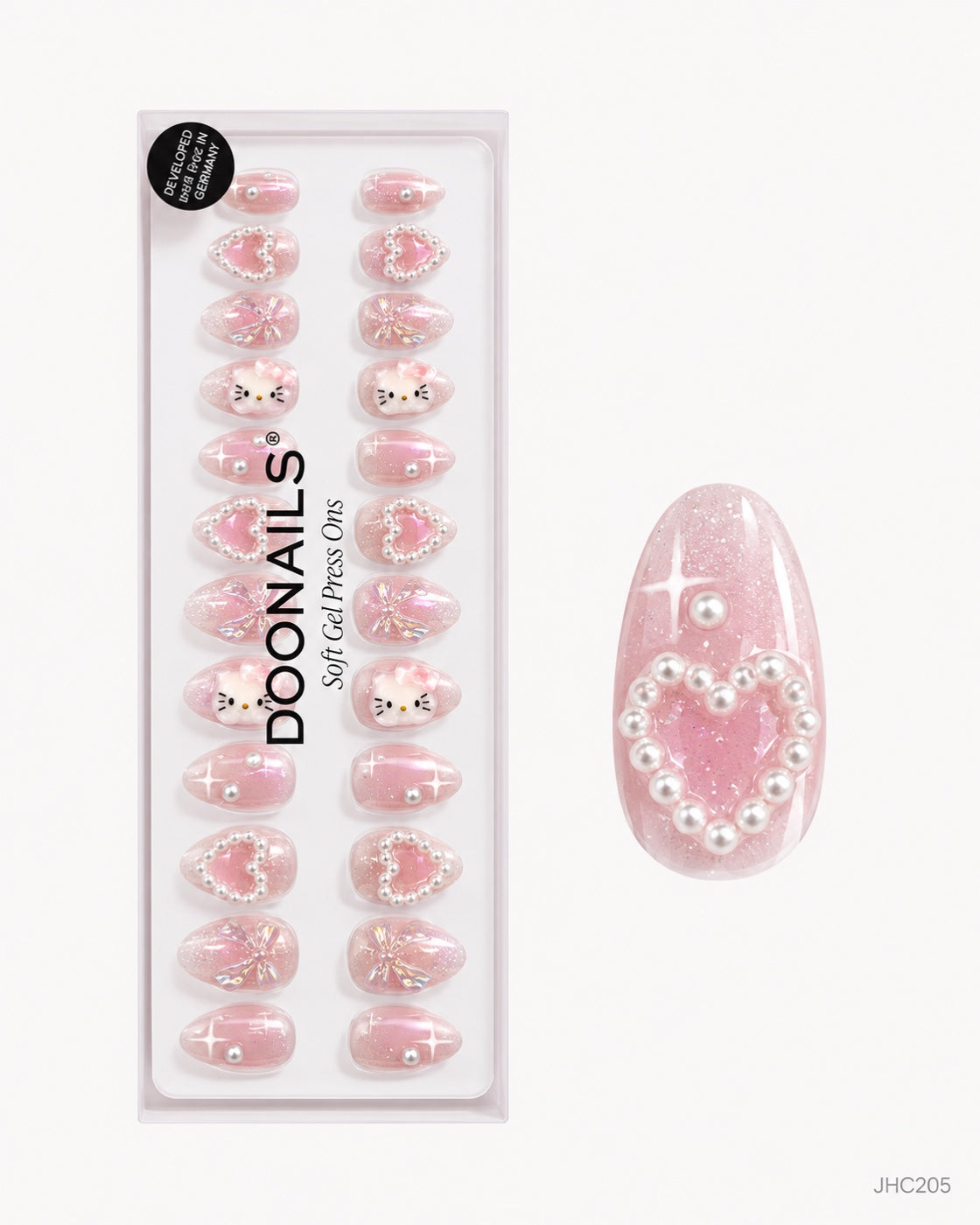 Pink Hearts & Decorations – medium almond