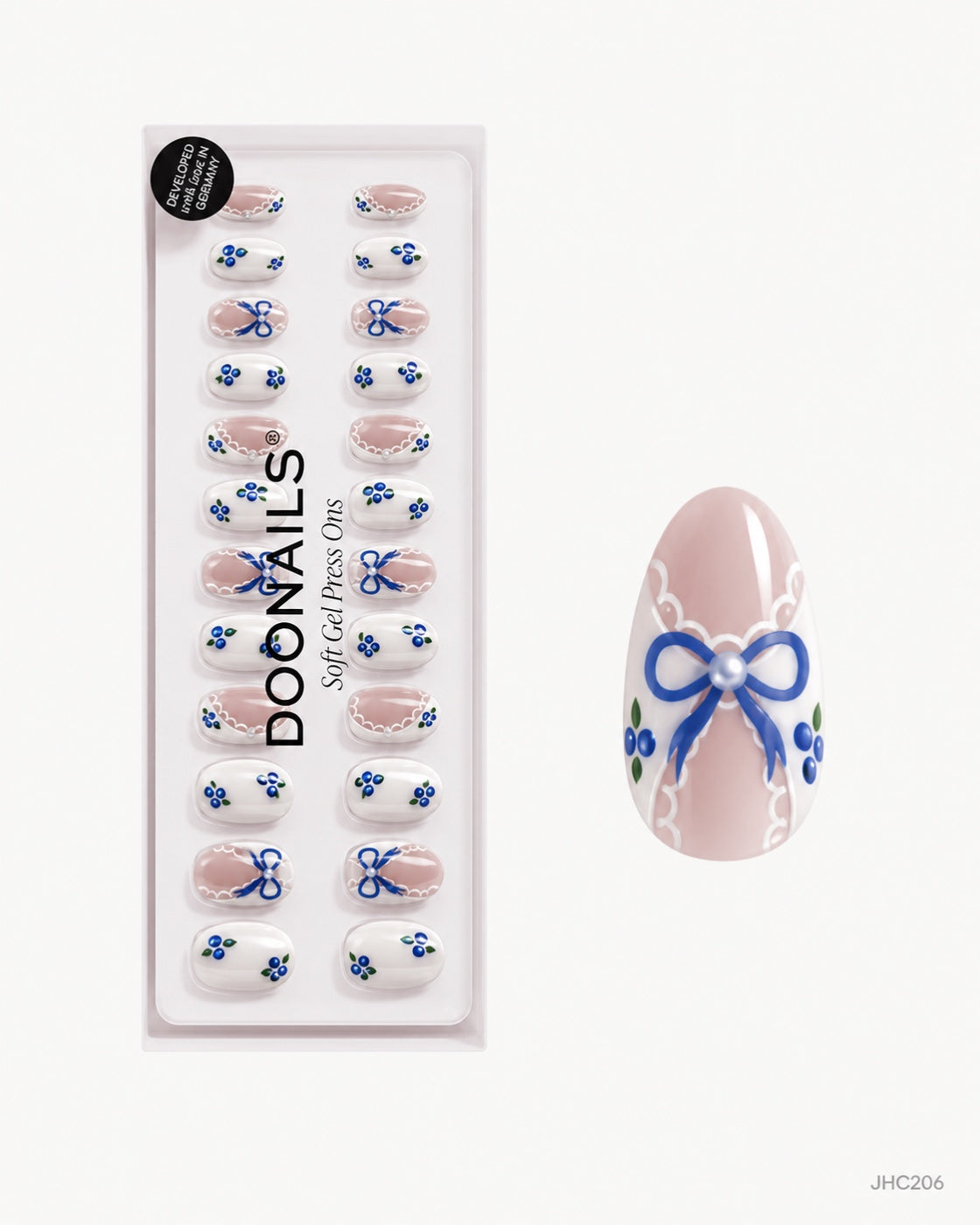 Blue Lace & Flowers – medium almond