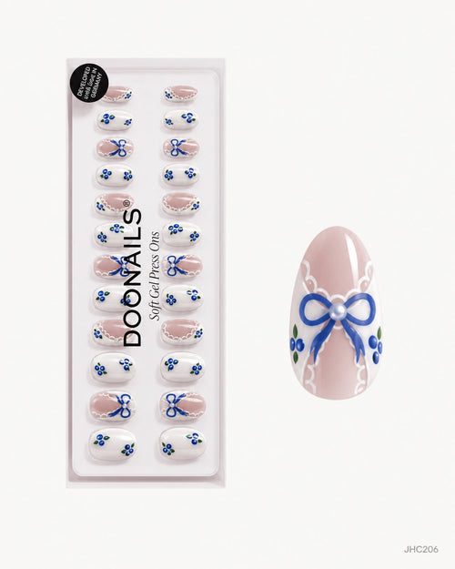Blue Lace & Flowers – medium almond