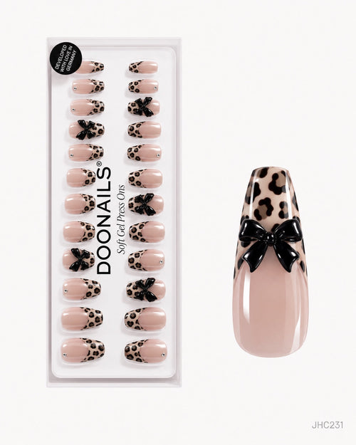 Leopard & Black Bows – long coffin