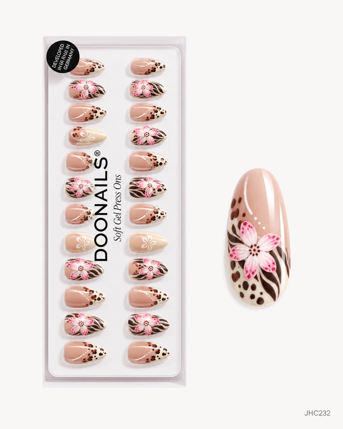 Leopard & Pink Flowers – long almond
