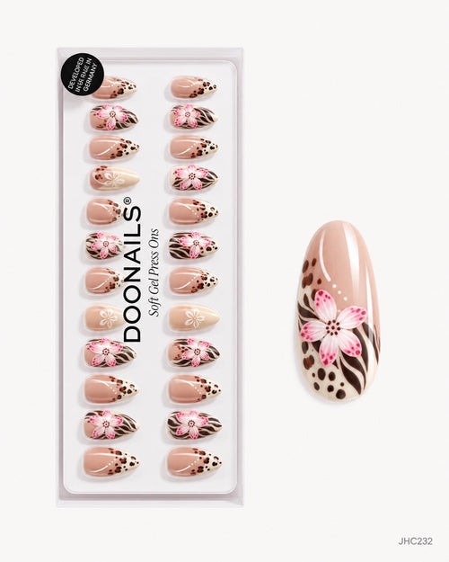 Leopard & Pink Flowers – long almond