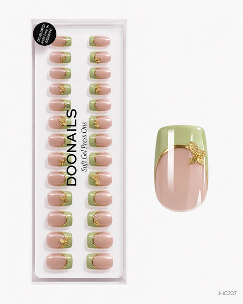 Green French & Gold – long square