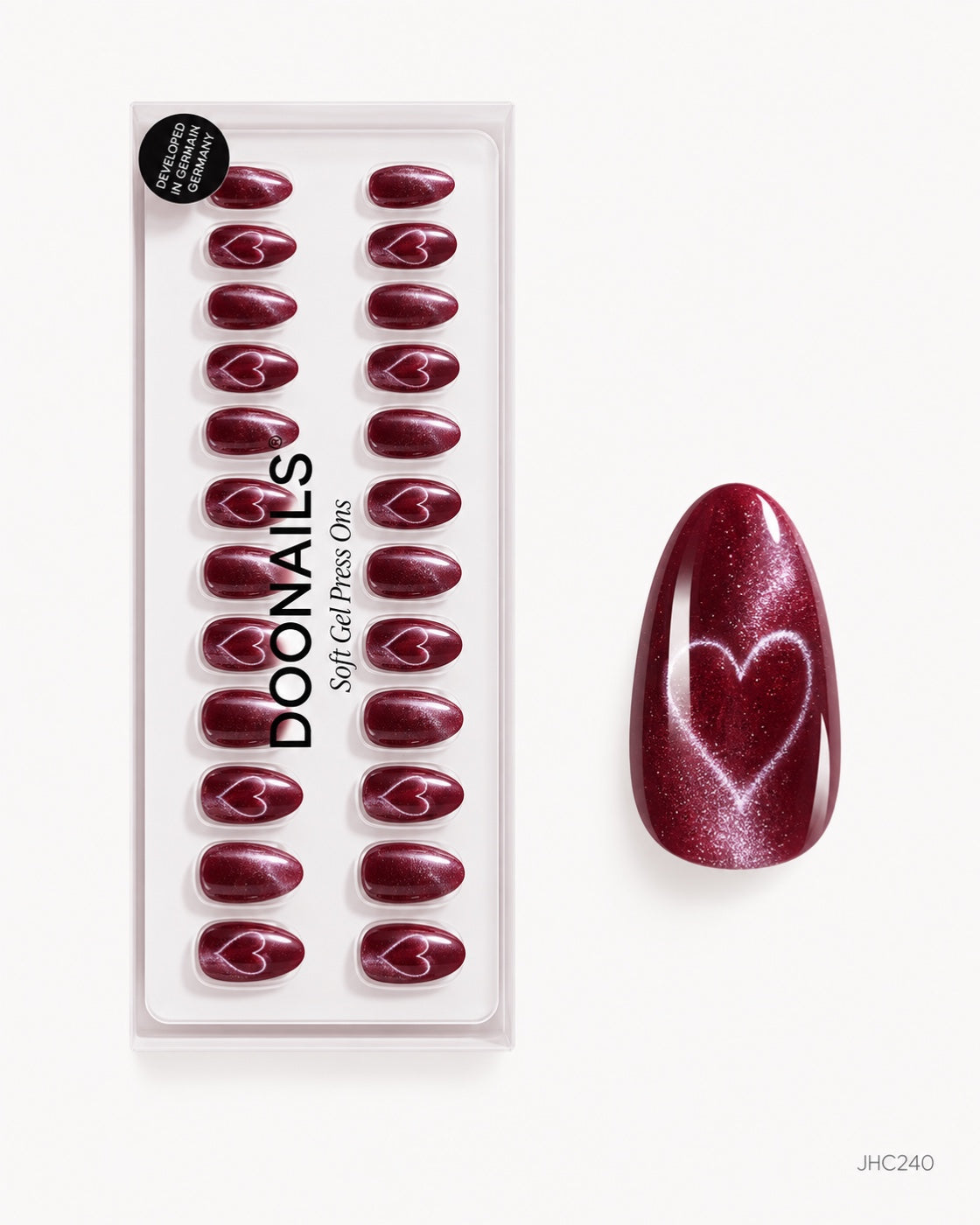Burgundy Hearts – medium almond
