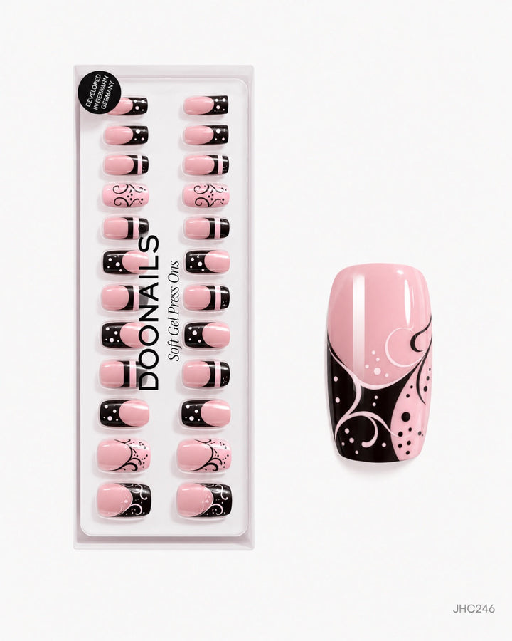 Pink & Black Pattern – long square