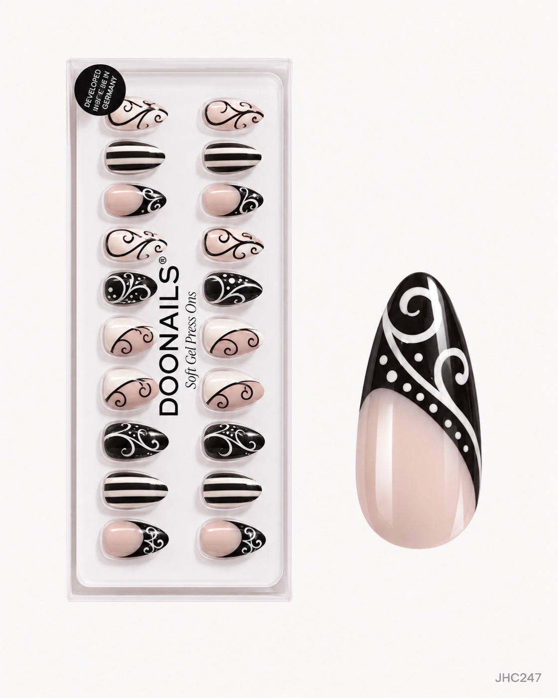 Black & White Ornament – long almond