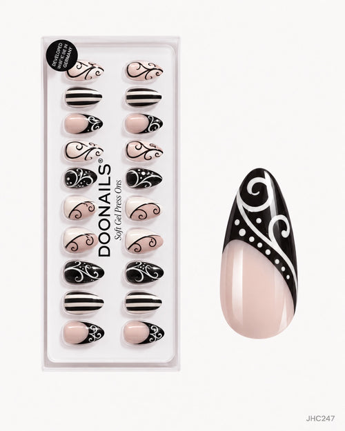 Black & White Ornament – long almond