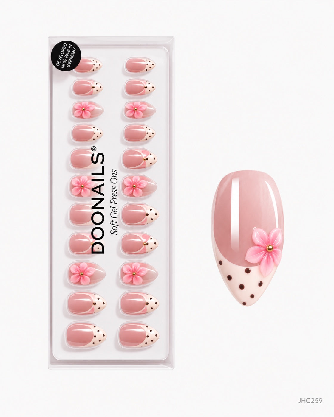 Pink Floral French – medium almond