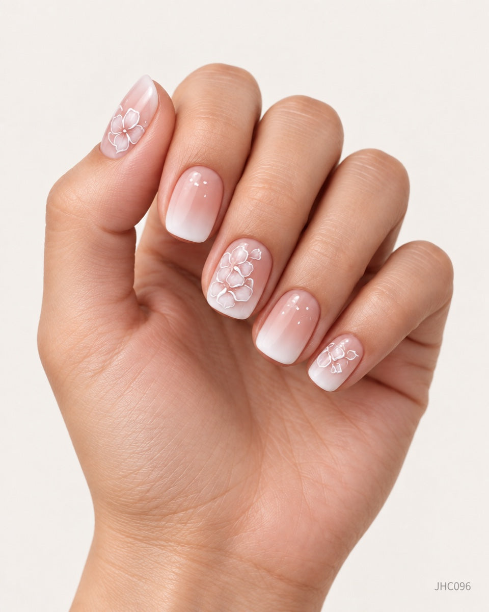 White Ombré & Florals – short square
