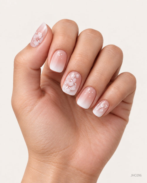 White Ombré & Florals – short square