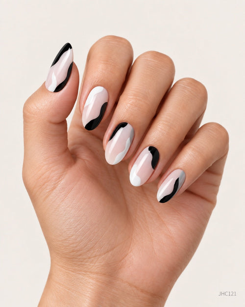 Black & White Waves – medium almond