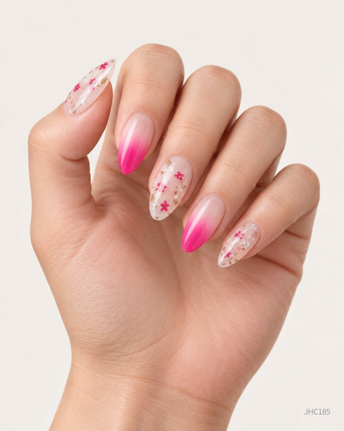Pink Ombré & Florals – medium almond