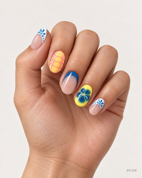 Blue & Yellow Summer Mix – medium almond
