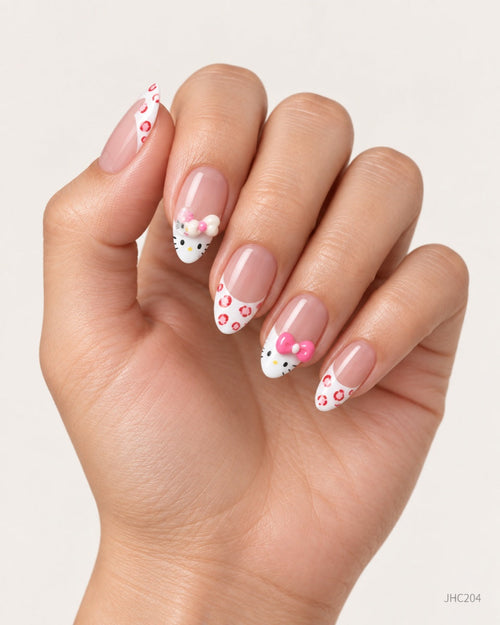 Pink Bows & French – medium almond