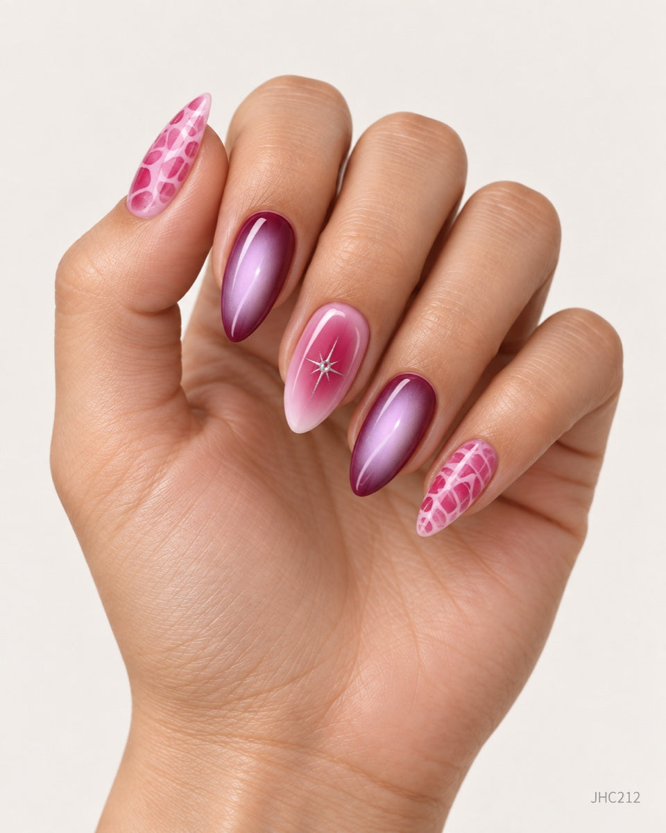 Pink Shimmer Mix – long almond