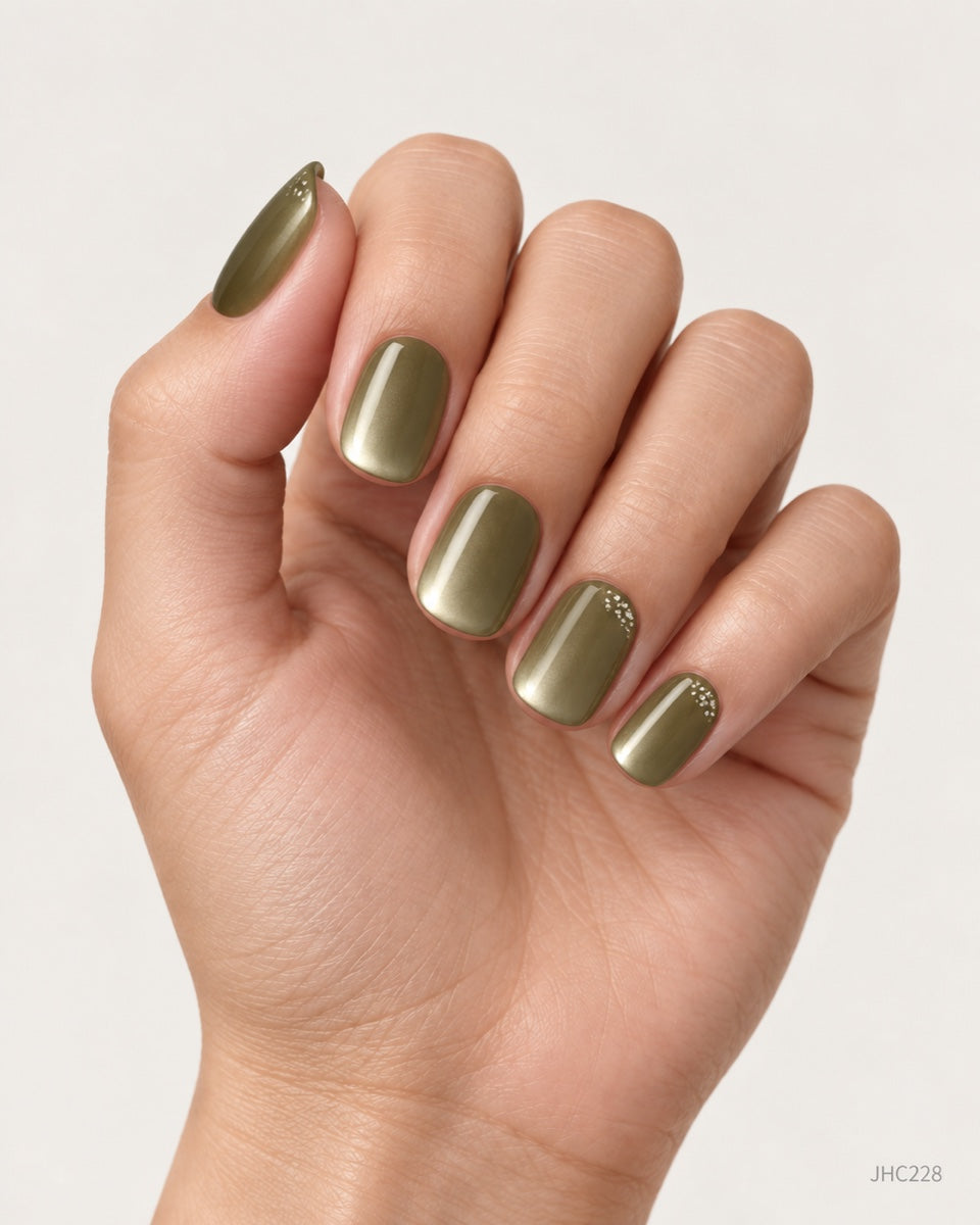 Olive Shimmer – short square