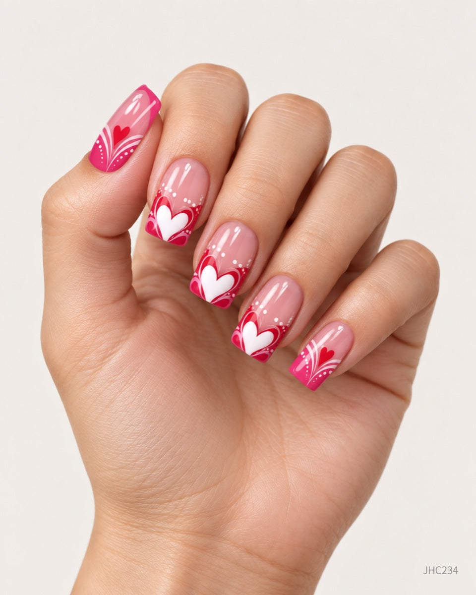 Cerise Hearts – short square