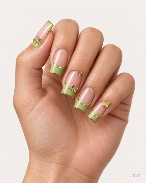 Green French & Gold – long square