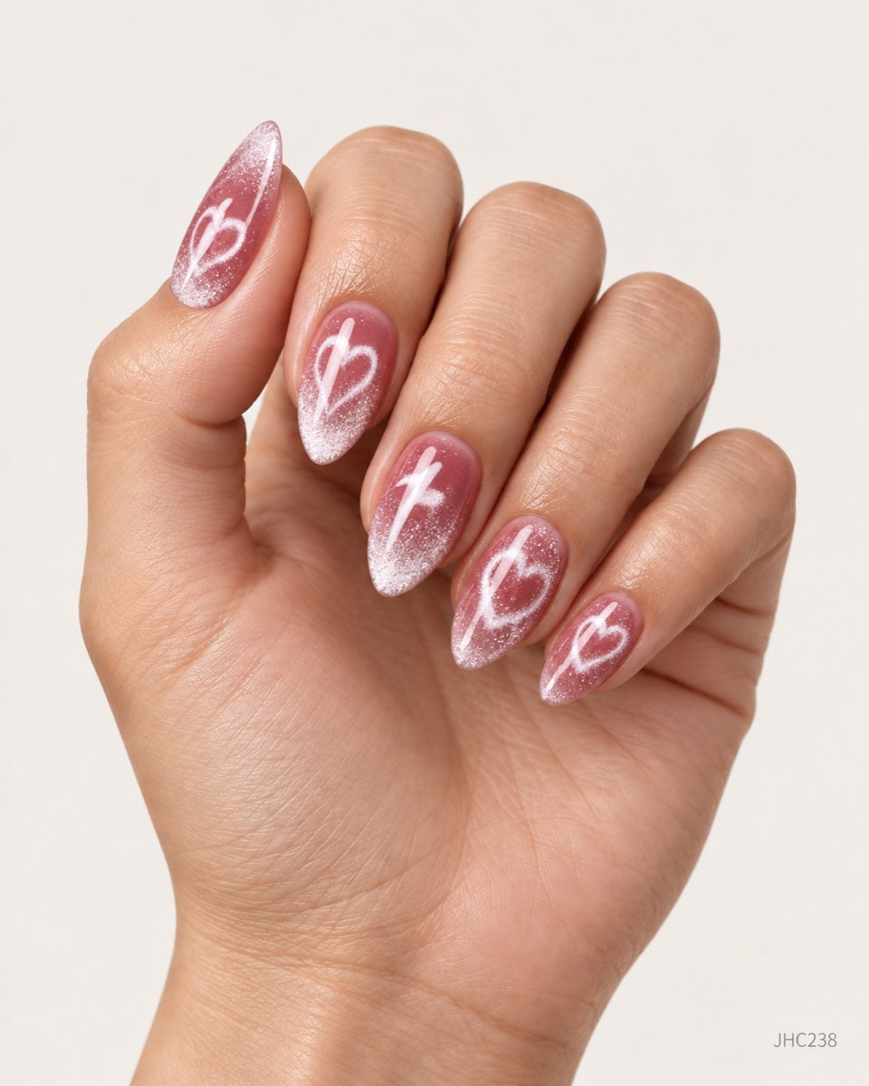 Pink Hearts – medium almond