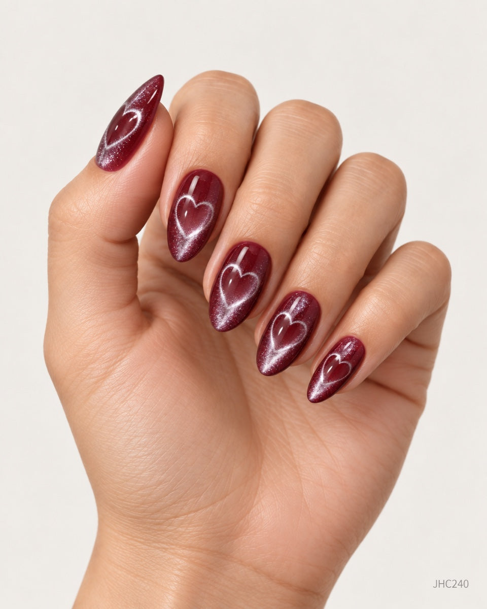 Burgundy Hearts – medium almond