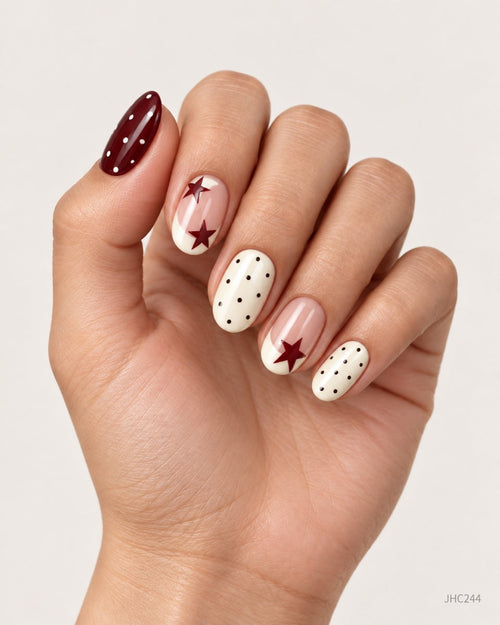 Burgundy Stars – medium almond