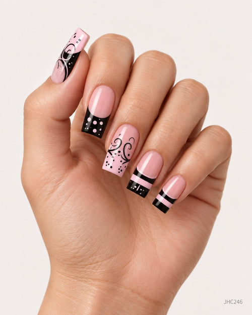 Pink & Black Pattern – long square