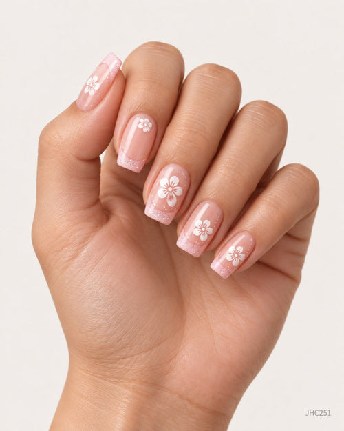 Pink Floral Details – short square