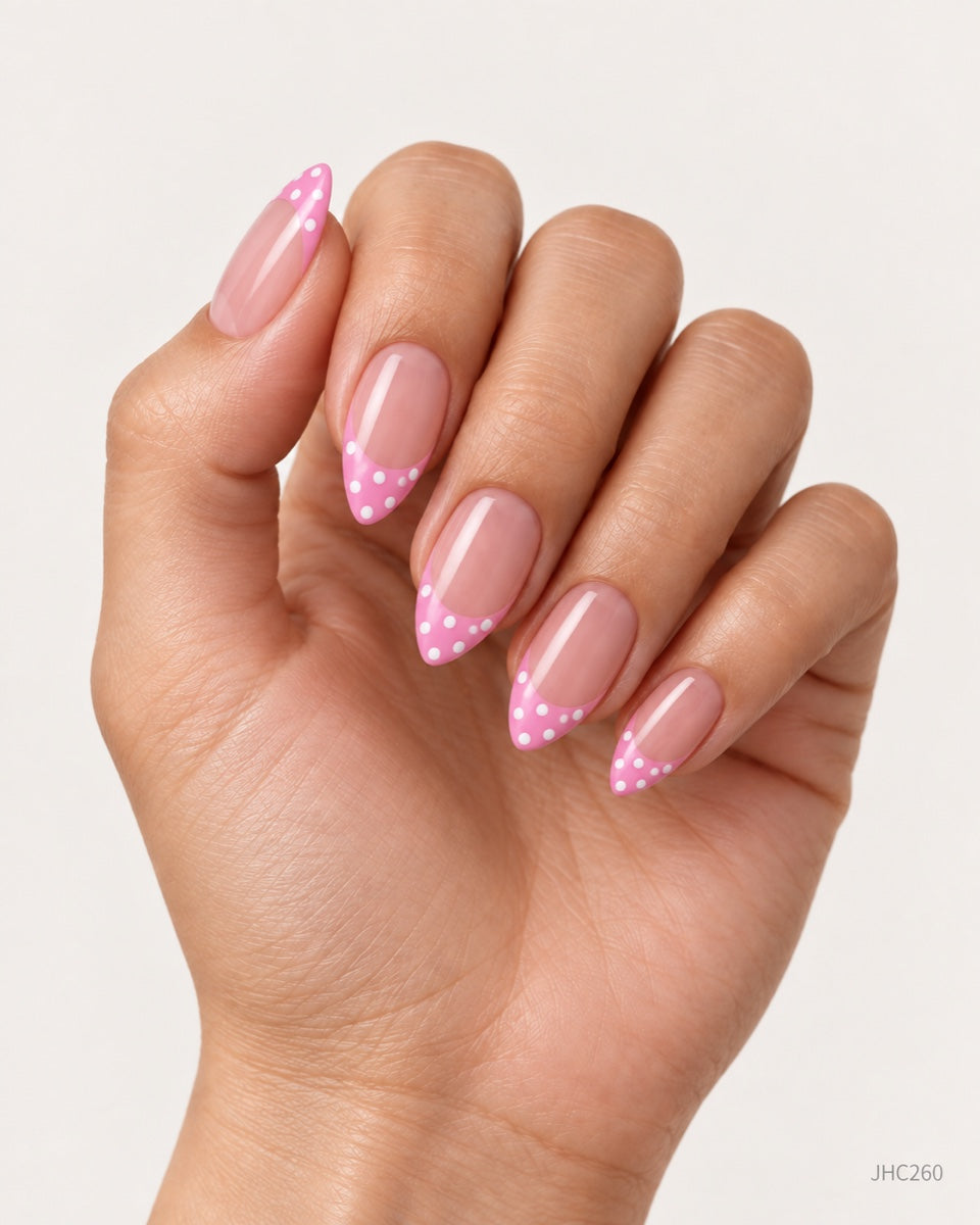 Pink Dotted French – medium almond