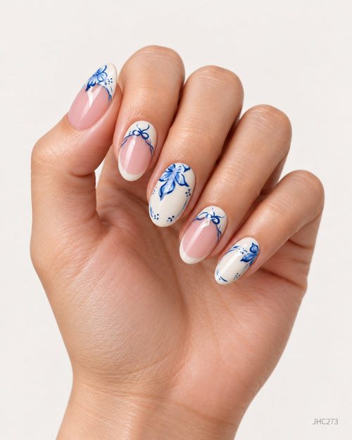 Blue Bows – medium almond