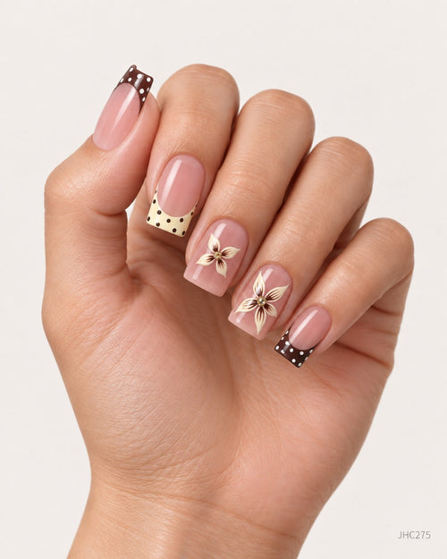 Dotted Floral French – long square